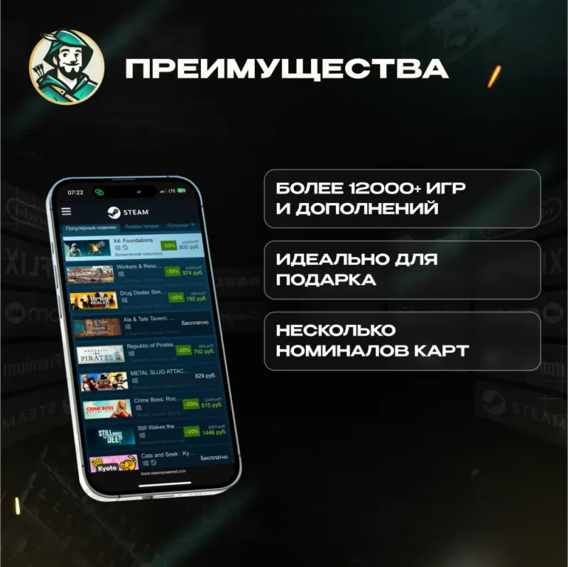 Steam Wallet Code номиналом 50–100 USD для региона США