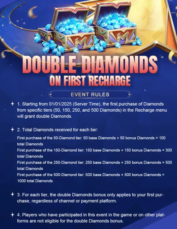 Mobile Legends: Bang Bang — двойные алмазы при первом пополнении по ID