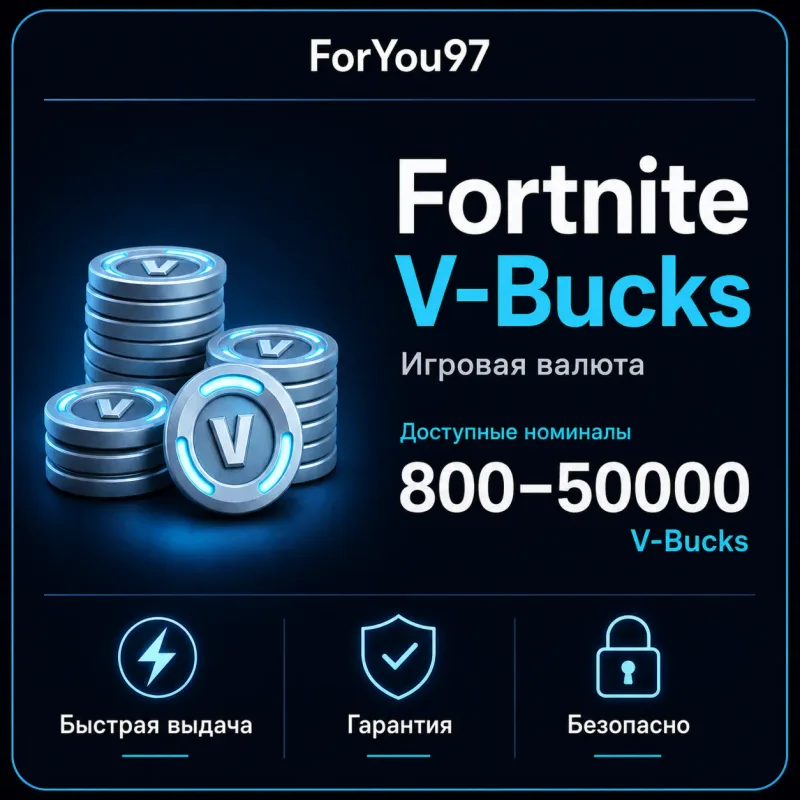 Fortnite — покупка 800–50 000 В-баксов на ваш аккаунт