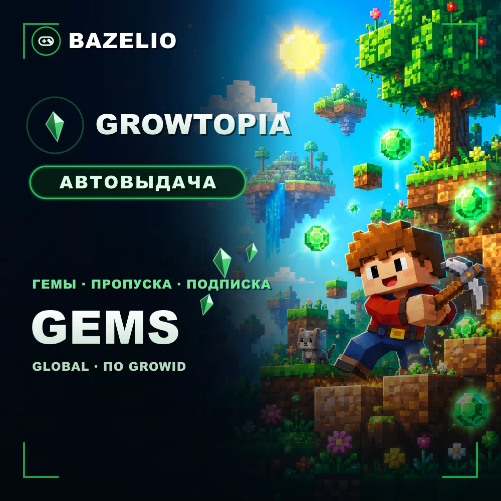 GrowTopia — Гемы (Gems) и пропуска по GrowID, Global, автовыдача