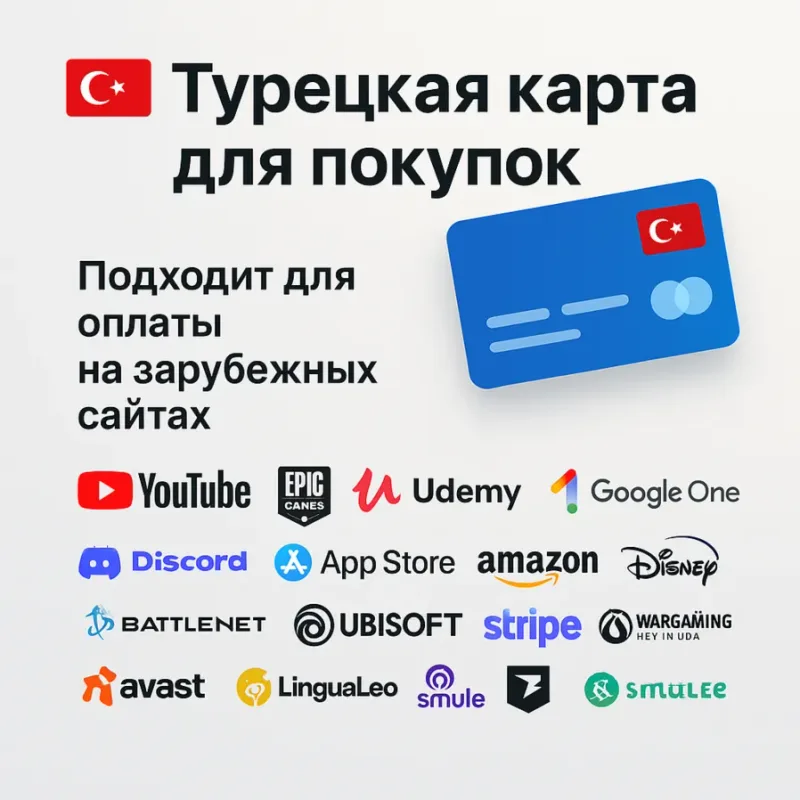 Турецкая платёжная карта с 3D Secure для оплаты на разных сайтах