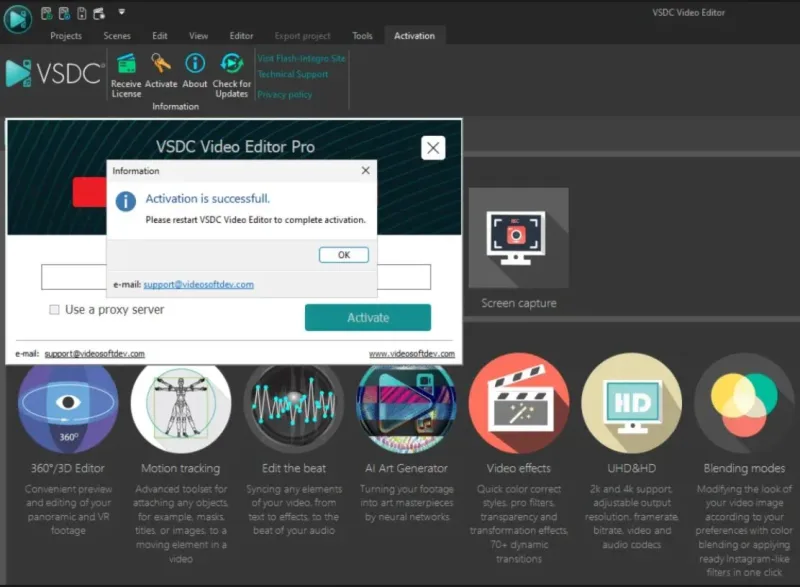 VSDC Video Editor PRO 10 — лицензионный ключ для видеоредактора на 1 год
