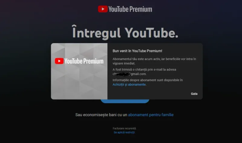 YouTube Premium Family на 1 месяц — подписка на ваш аккаунт