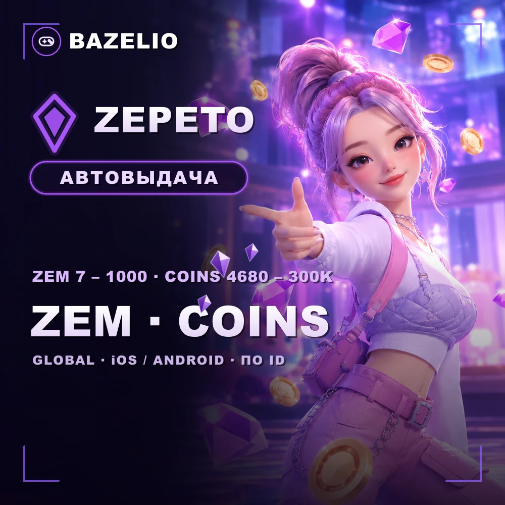 ZEPETO — ZEM и Coins по ID, Global, автовыдача